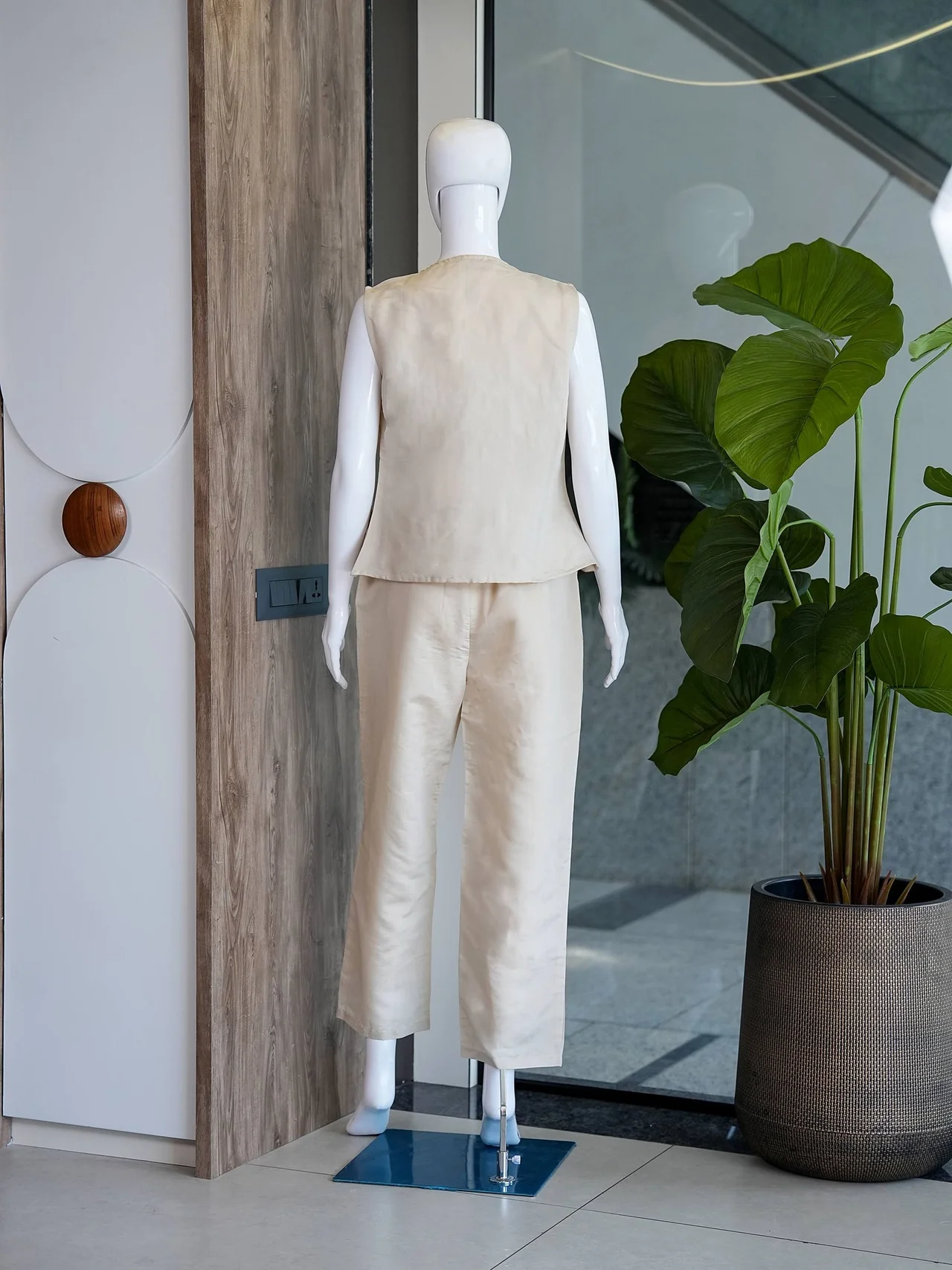 Cotton Crop Top and Palazzo Co-ord Set in Beige — photo 7 of 7