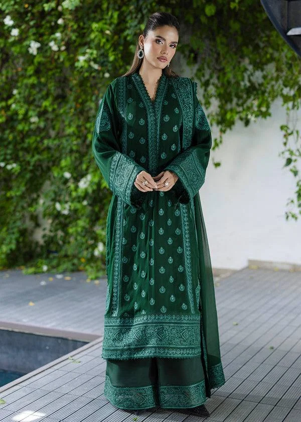 VIDALA CLOTHINGS Georgette Embroidered Three-Piece Suit Set for Women in Bottle Green — photo 3 of 8