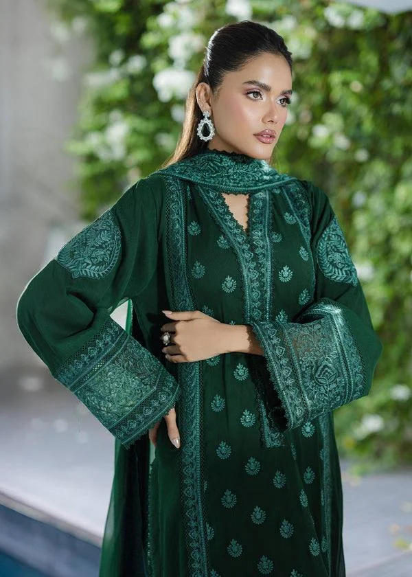 VIDALA CLOTHINGS Georgette Embroidered Three-Piece Suit Set for Women in Bottle Green — photo 5 of 8