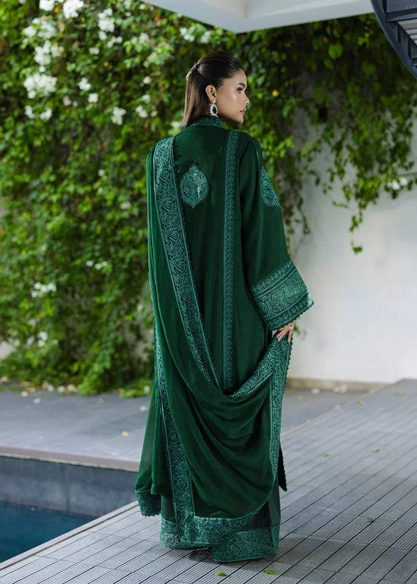 VIDALA CLOTHINGS Georgette Embroidered Three-Piece Suit Set for Women in Bottle Green — photo 7 of 8