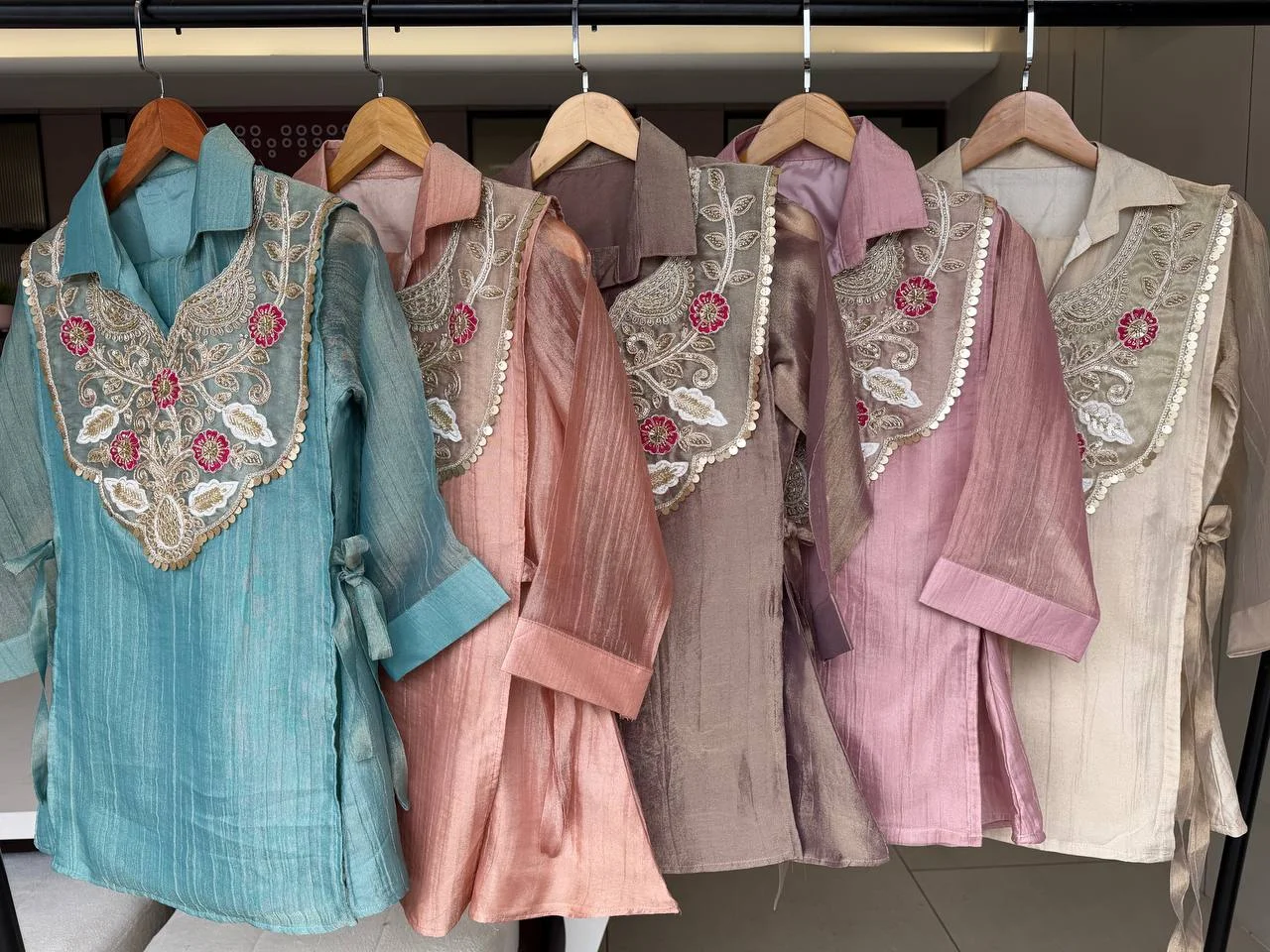 VIDALA CLOTHINGS Designer Salsa Silk Three-Piece Co-Ord Set for Women in Powder Blue — photo 2 of 3