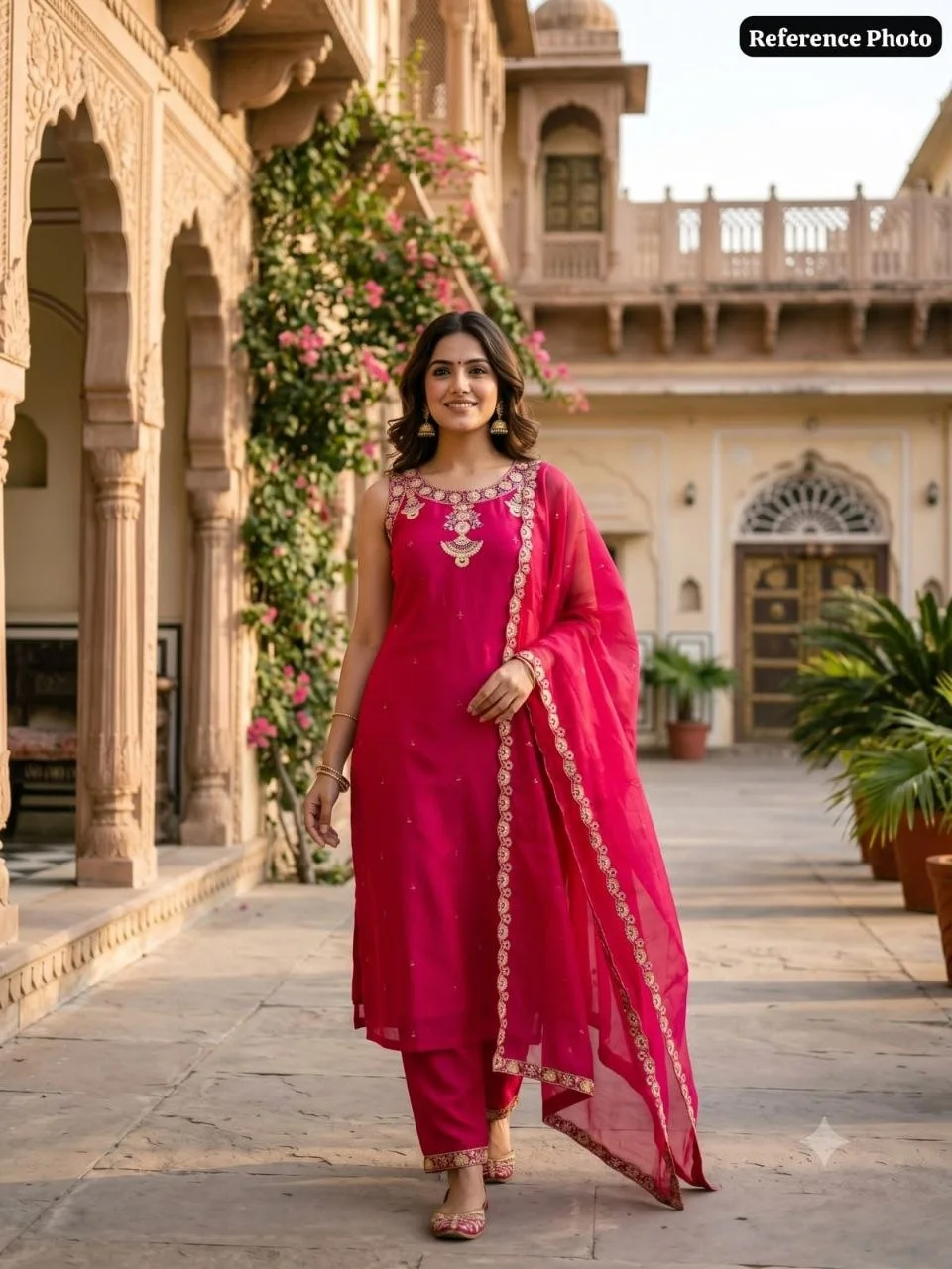 Pink Pure Mul Chanderi Embroidered Suit Set for Women — photo 2 of 7