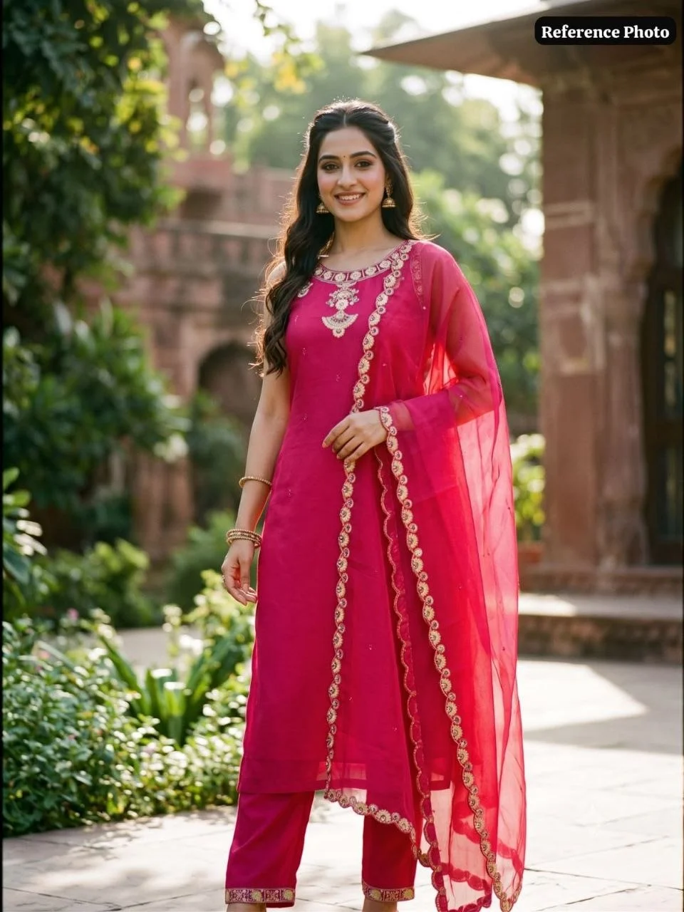 Pink Pure Mul Chanderi Embroidered Suit Set for Women — photo 3 of 7