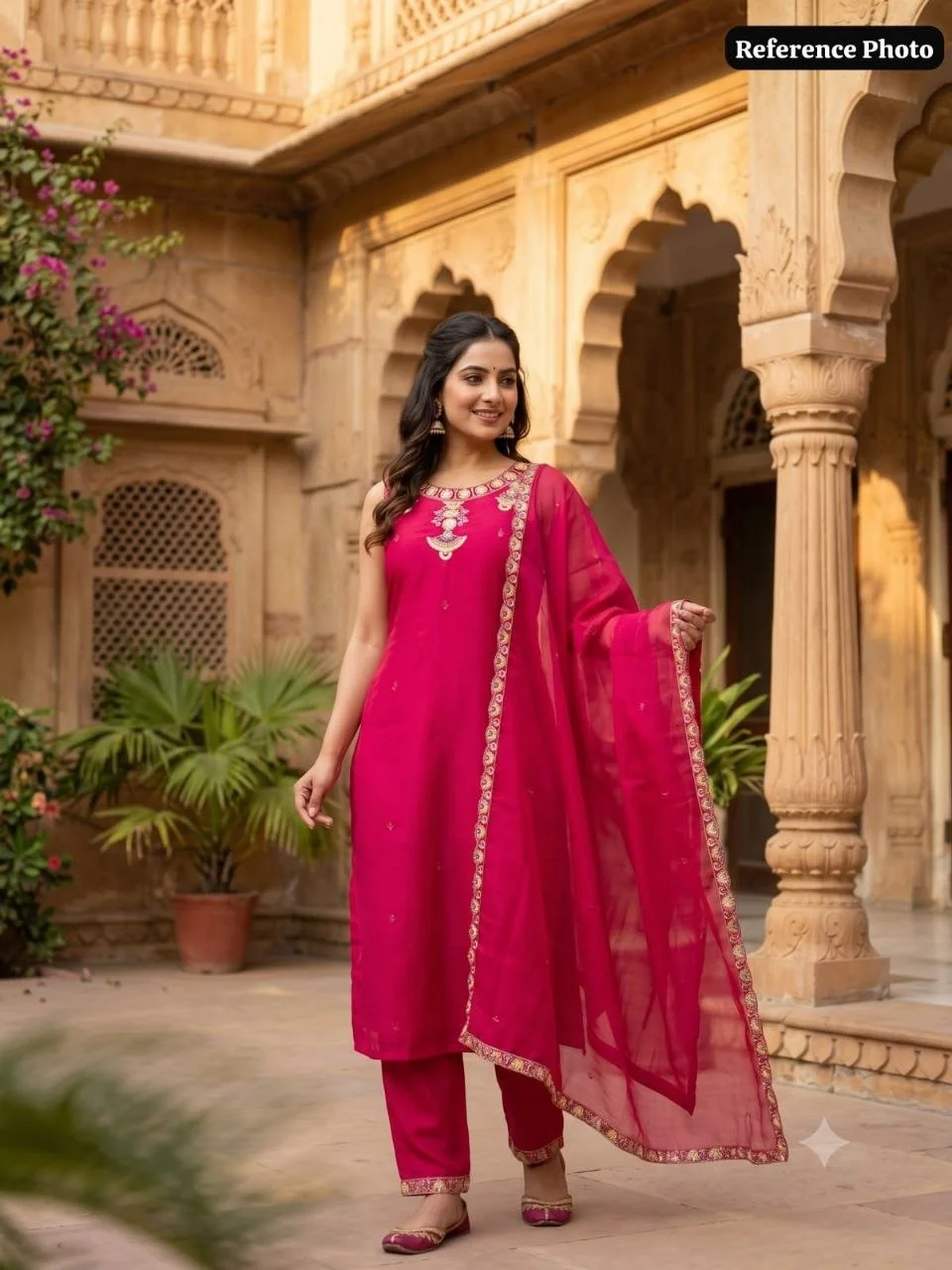 Pink Pure Mul Chanderi Embroidered Suit Set for Women — photo 4 of 7