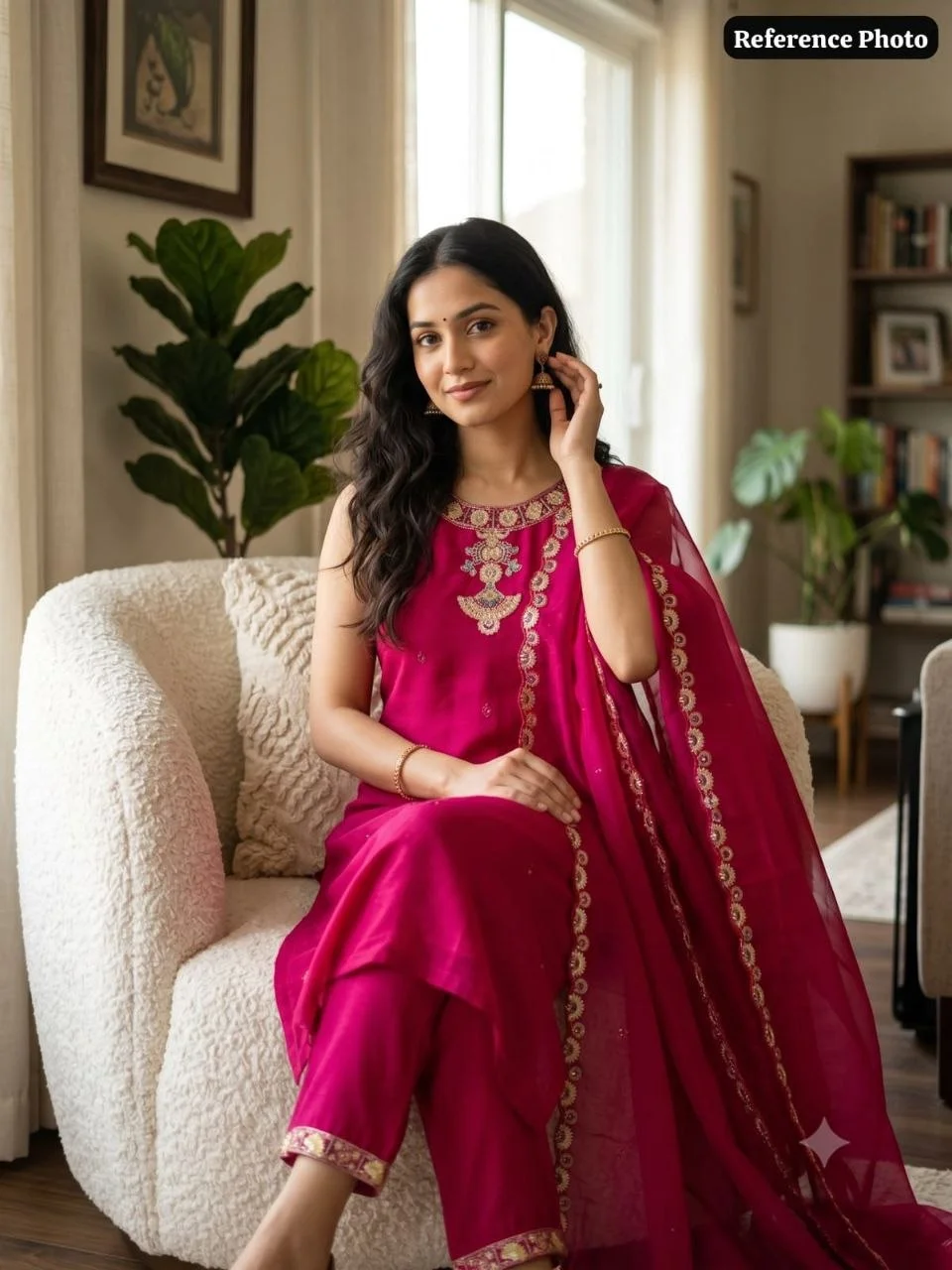 Pink Pure Mul Chanderi Embroidered Suit Set for Women — photo 5 of 7