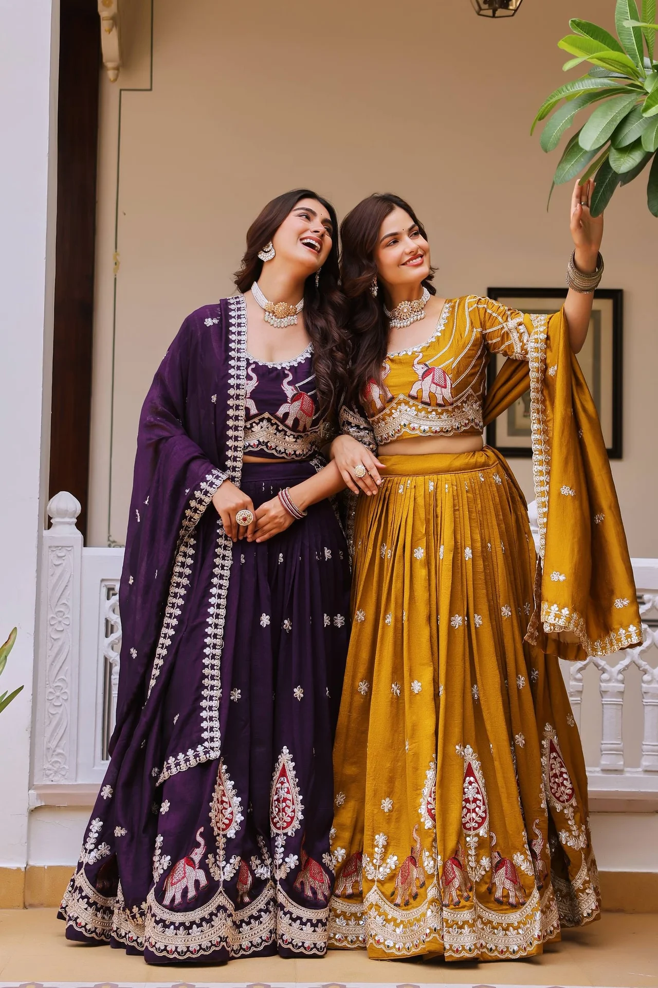 VIDALA CLOTHINGS Pure Vichitra Silk Bridal Lehenga Choli Set in Mustard — photo 4 of 10