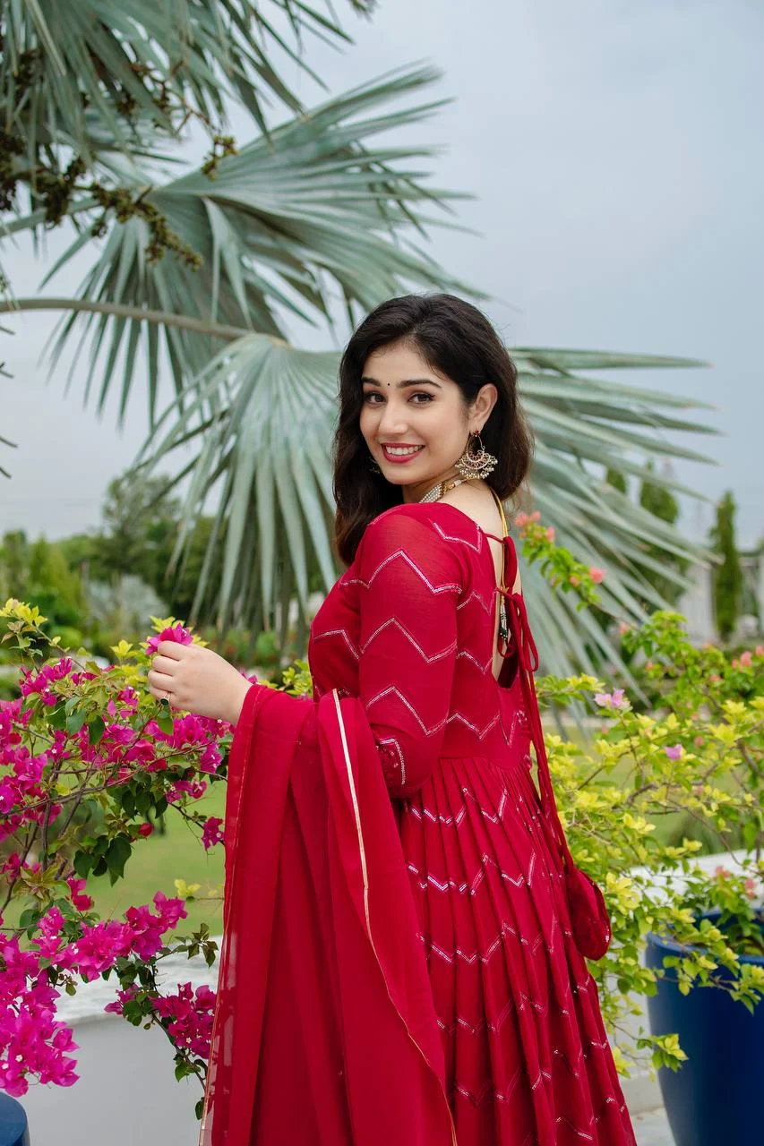 VIDALA CLOTHINGS Maroon Readymade Anarkali Suit for Women — photo 5 of 7
