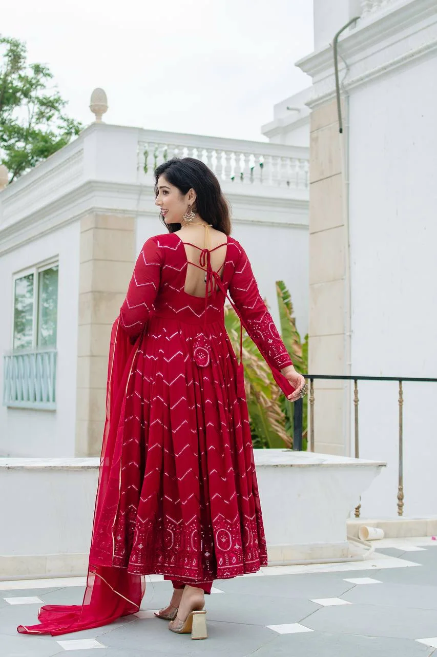 VIDALA CLOTHINGS Maroon Readymade Anarkali Suit for Women — photo 7 of 7